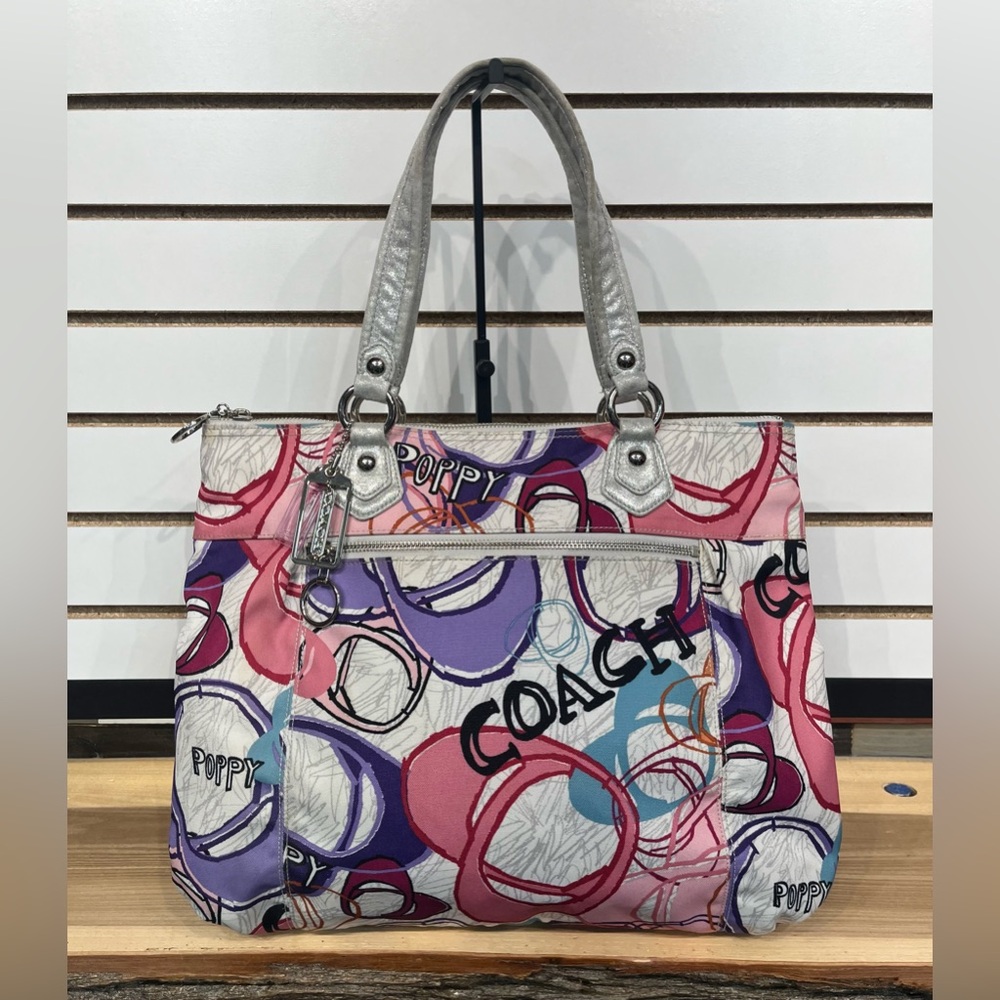 Coach 2011 Poppy Graffiti Glam Tote Multicolor Signature Bag 17829 - Picture 2 of 13